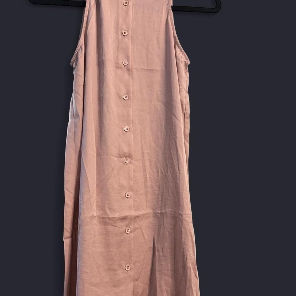 Chic Pink Blush Button-Down Midi Satin Dress
